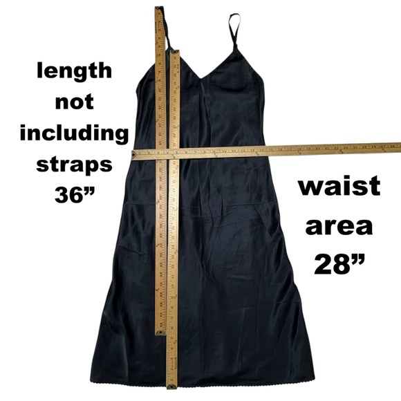 slip BARBIZON Boutique vintage black nylon XS/S sexy glam slip dress goth whimsy - Picture 5 of 13